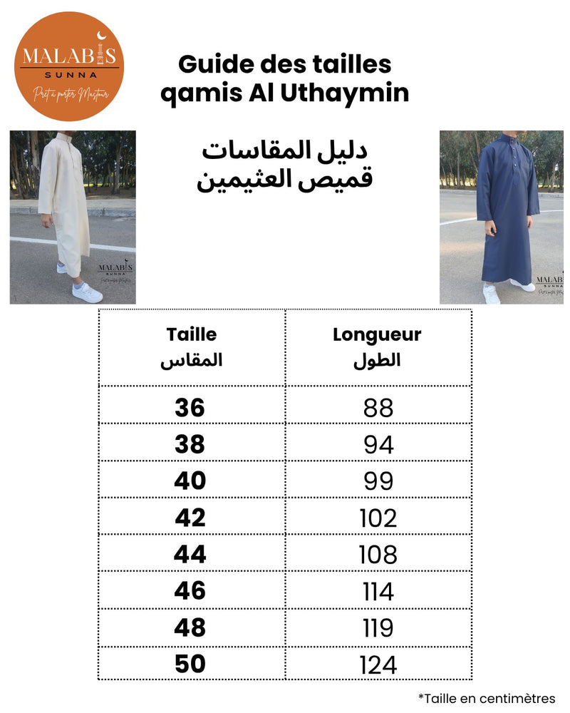 Guide des tailles - Qamis Al Uthaymin  garçon